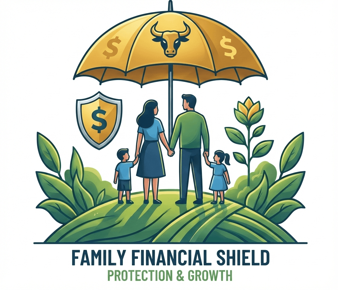 Family financial shield illustration